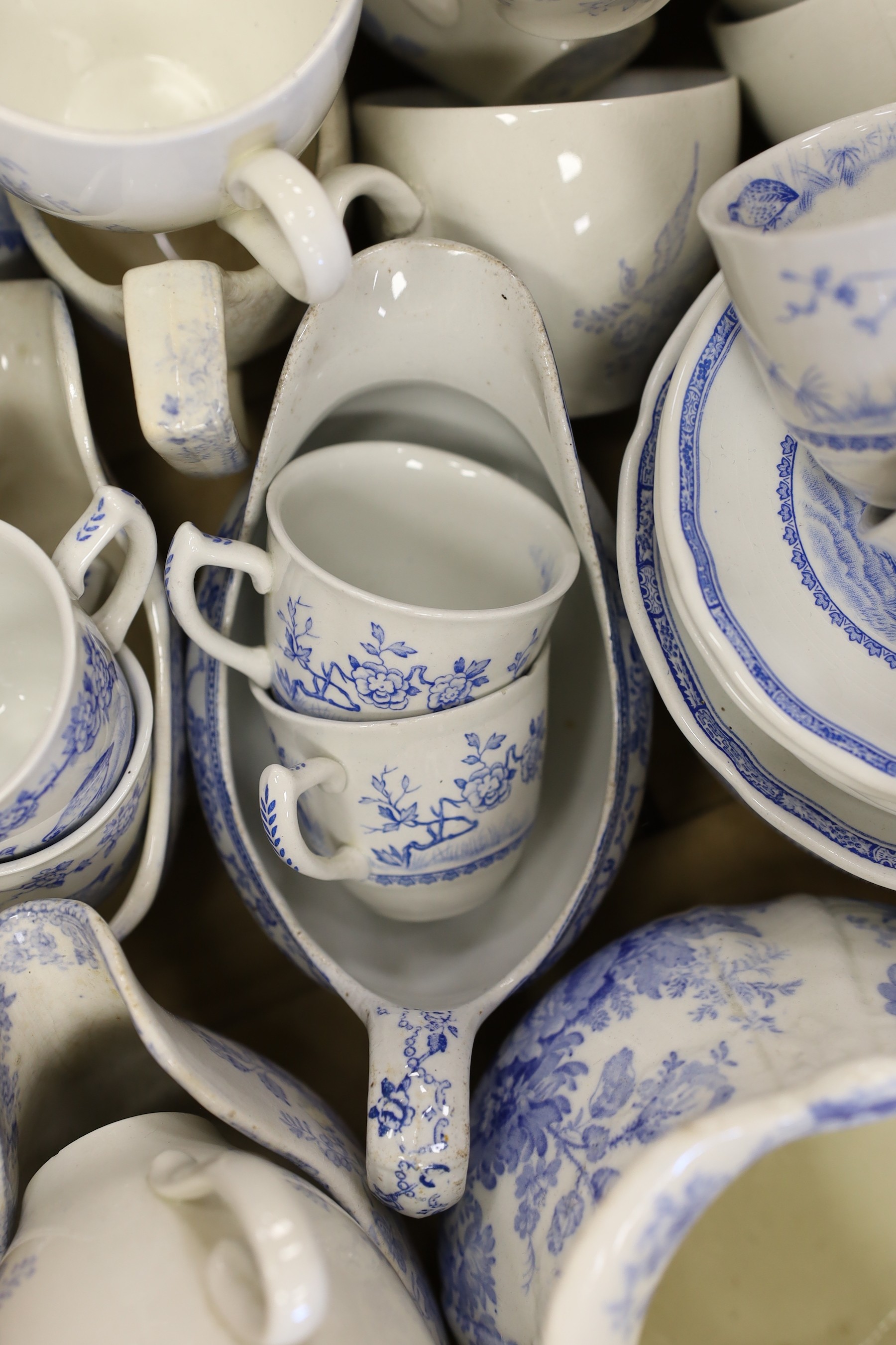 A blue and white part tea set